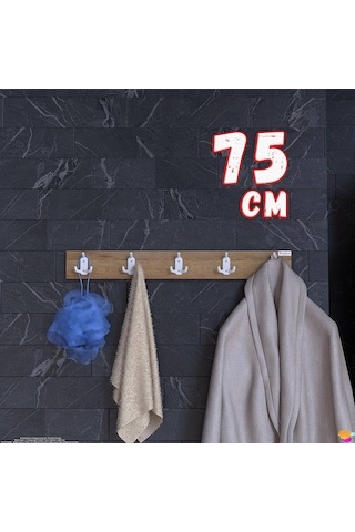 Modilayn Arı 9 Kancalı Banyo Askısı 3'lü Set 36,4x9,6cm Şık Tasarım Ekstra Düzen Ve Yer Tasarrufu Safir Meşe
