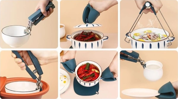 4 Parça Yanma Önleyici Mutfak Seti - Tencere Tabak Tutucu Ve Fırı Diğer