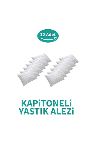 Kapitoneli Yastık Alezi 12'li Pamuklu Fermuarlı Kapitone Yastık Koruyucu Yastık Kılıfı