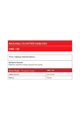 Sappower Makaralı Elektirik Kablosu 3x1.5 15 Metre