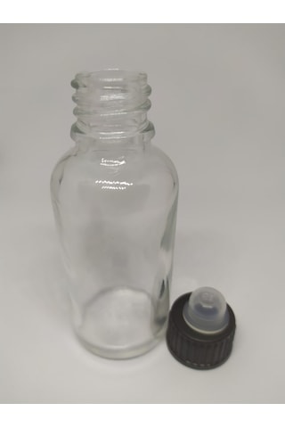 30Ml Cam Şeffaf Şişe Düz Kapak Kör Tıpalı (10 Adet)