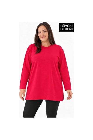 Süperlife Kadın Tunik Büyük Beden İnce Sweatshırt Spr26btk990 Red