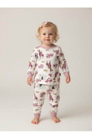 Zekids Kız Bebek Pamuklu Animal Desenli Pijama Takımı-16239 Çok Renkli