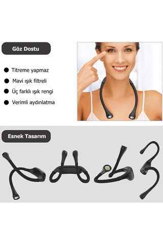 Frelso Kitap Okuma Lambası Led Şarjlı Taşınabilir Boyun Lamba Siyah