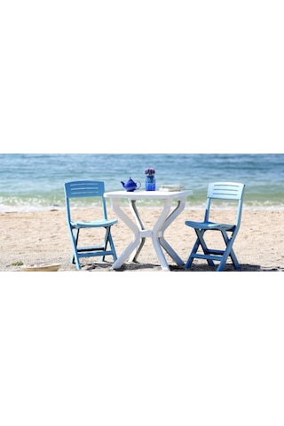 Omnipazar Mt-gf235 Prima Isola Plastik Kare Bahçe Balkon Masa 70x70 Cm Beyaz