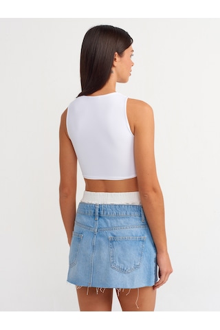 Dilvin Denim Mini Etek Mavi