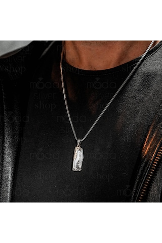 925 Ayar Gümüş Avcı Bıçağı Tasarım Açılır Kapanır Erkek Kolye Gümüş