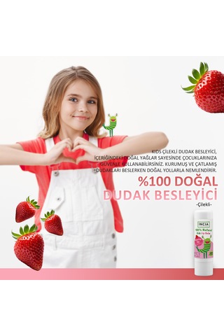 Incıa Doğal Kids Dudak Besleyici Çilek Dudak Bakım Kremi