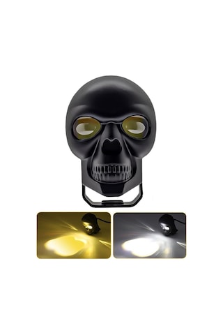 Beyaz Sarı Çakarlı Led Kurukafa Off Road, Motosiklet Sis Farı Çalışma Lambası 9-60v