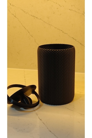 Modern Geometrik Dokulu Masaüstü Çöp Kovası - 18 Cm Siyah