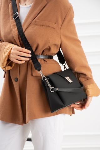 Just Polo Kadın Polo Kumaş Jp Gümüş Logolu Şık El Ve Omuz Çantası Shoulder Bag Ebat: 23 X 18 Cm Siyah