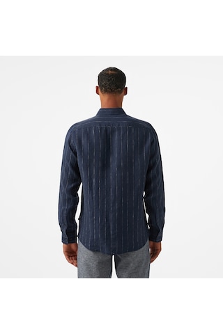 Nautica Erkek Lacivert Classic Fit Çizgili Gömlek Çizgili W55446t Lacivert