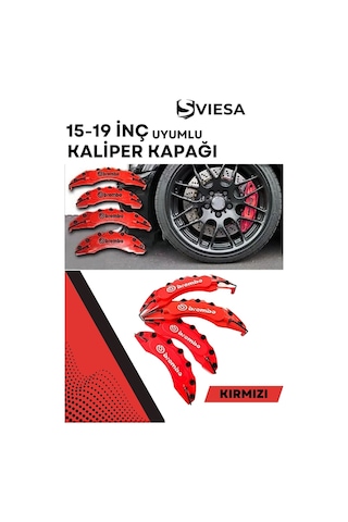 Kırmızı Kaliper Kapağı Seti 4'lü Yağ Hortumlu Sportif Görünümlü Kapak Takımı