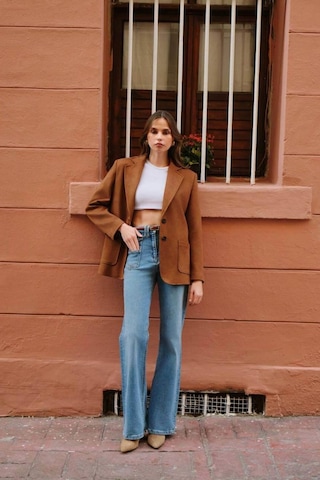 Kadın Kahverengi Süet Blazer Ceket