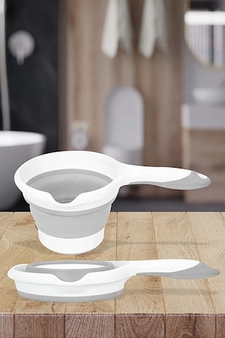 1100 Ml Katlanır Akordiyon Koçero Maşrapa Bebek Yıkama Tası Katlanır Maşrapa Koçero Gri 27x17x4 Cm Beyaz