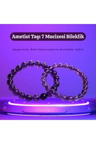 Bernet Ametist Taşı 7 Mucizesi Bileklik Mor