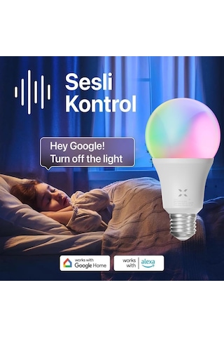 Xenon Smart Akıllı Wi-fi Led Akıllı Rgb Ampul Mobil Uygulama Denetimli Google Home Ve Alexa Uyumlu Çok Renkli Lamba 1 Adet X7021 Sku: Smg8690010176455 Açık Kahverengi
