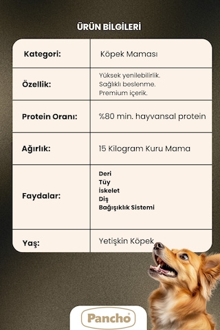 Pancho Ekstra Kuzulu Yetişkin Köpek Maması 15 KG
