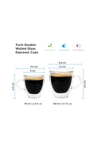 Grosche Turin Çift Cidarlı Espresso Bardağı 2 X 140 ML