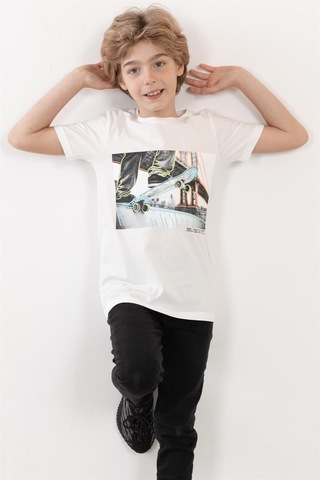 Brz Kıds Brz Kids Skate Baskılı Erkek Çocuk T-shirt-ekru Ekru