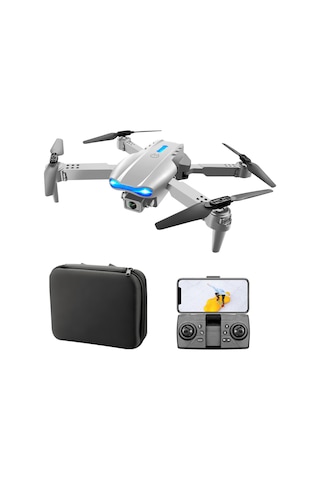 Honmex K3 E99 Yükseltme Modeli 3 Yönlü Engellere Kaçınma Drone - 4k Çift Kamera, İçinde Batarya, Tek Pil, Gri + Çantalı Paket