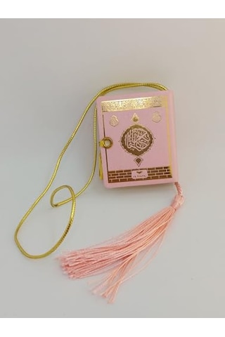 Mini Kuranı Kerim - Araba İçin Pembe Renk Açık Gri