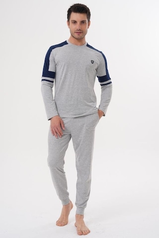 Mecit Pijama Mecit 2990 Erkek Gri Uzun Kollu Pijama Takımı Gri