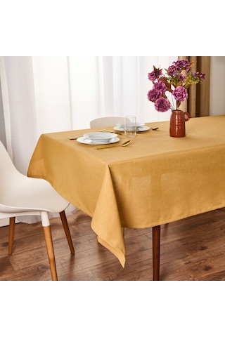 Evidea Soft Bella Keten Masa Örtüsü - Hardal - 140x200 Cm Hardal