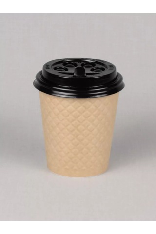 Softhomecraft Çift Katmanlı Kağıt Bardak 250 Ml 25 Adet, Kraft, Kapaklı 173946783 100 adet