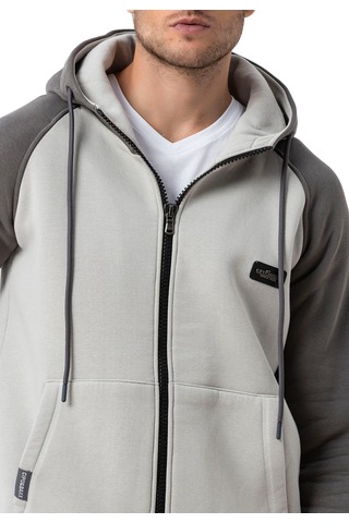 Cipo & Baxx Erkek Kapüşonlu Regular Fit Renk Bloklu Sweatshirt Cl579 Gri