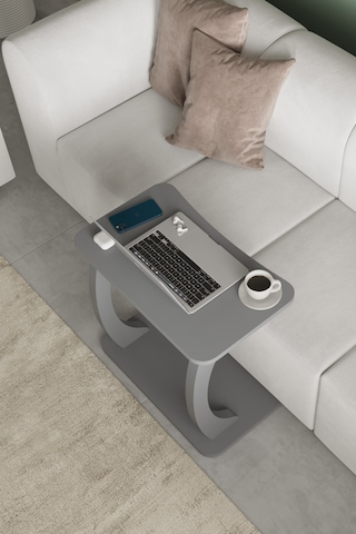 Desk Çalışma Sehpası, Laptop Sehpası, Çift Ayaklı Geniş Yüzey Antrasit Gri