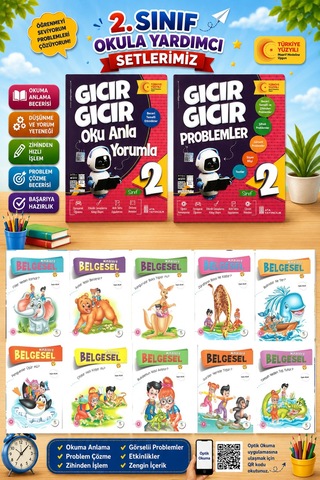 2.sınıf Oku Anla Yorumla + Problemler + Miniklere Belgesel Hikaye Seti