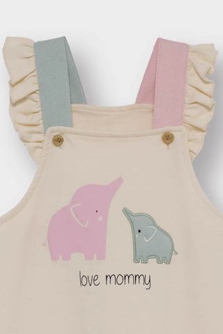 Defacto 2'li Dinozor Baskılı Salopet Tulum Ekru Kız Bebek Alt-üst Takım F2188a5/er233 Ekru