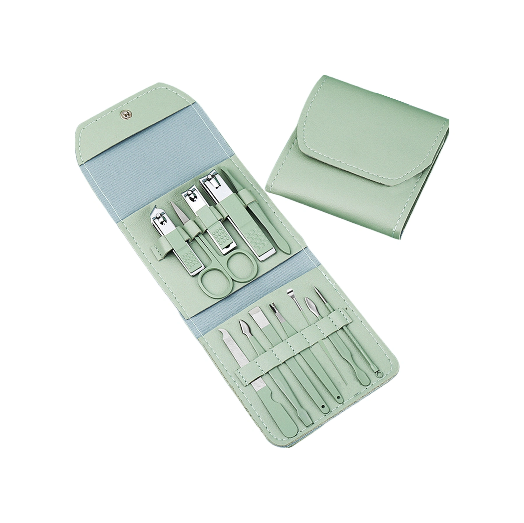 Yaleker Stainless Steel Manikür Takımı - 12 Parça Çekiçli Pedi Kiti, Farklı Renk Seçenekleriyle Tırnak Bakımı Seti Yeşil