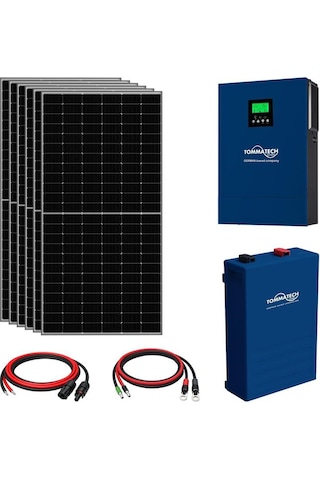6x600w Topcon Güneş Paneli 8kva İnverter 51.2v 100ah Lityum Bataryalı Hazır Solar Enerji Paketi