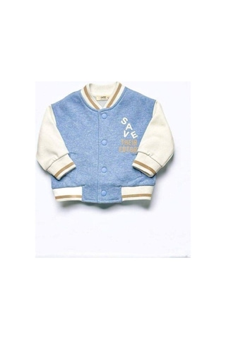 Erkek Bebek İçi Şardonlu Save Yazılı Kolej Hırkası-14859 Mavi