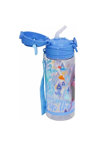 Frozen Lisanslı Pipetli Plastik Matara 500 Ml Açık Mavi Otto-42505