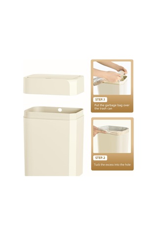 Qfdr Hareket Sensörlü Çöp Kutusu, Kapaklı 3,5 Galon Otomatik Beyaz