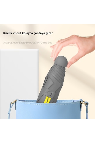 Mengtuo Bayan 8 Kemik Mini Yağmur İki Kullanımı Vinil Cep Kapsül Şemsiye Koyu Mavi Koyu Mavi