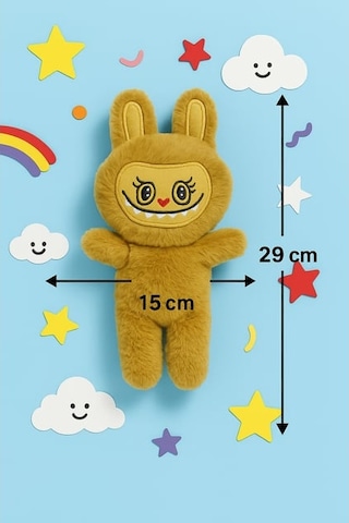 Labubu Peluş Bebek Dekoratif Oyuncak, Uyku Arkadaşı Labubu Oyuncak - Kahverengi