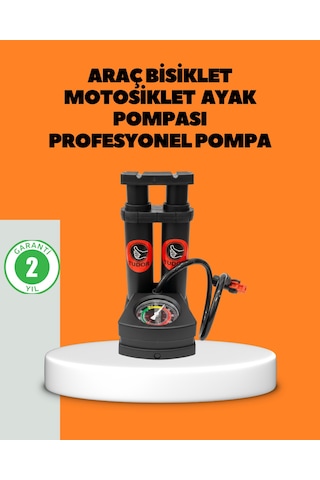 Lexroo Ayaklı Bisiklet Pompası Basınç Göstergeli Çok Amaçlı