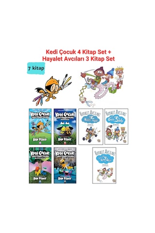 Kedi Çocuk Çizgi Roman Kulübü 4 Kitap Hayalet Avcıları 3 Kitap, 7 Kitap Set