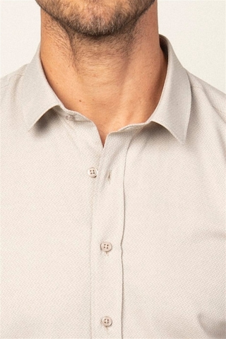 Tudors Modern Slim Fit Pamuklu Kolay Ütü Armürlü Erkek Gömlek-26467 Bej