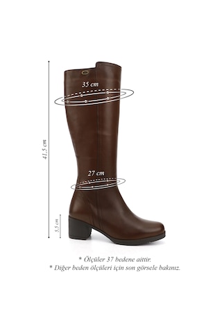 Gönderir Kadın Kahve Antik Fermuarlı Kalın Topuklu Hakiki Deri Çizme Gkzc13444567 Kahverengi