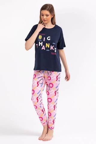 Rolypoly Big Thanks Lacivert Kadın Pijama Takımı 5274-29094 Lacivert