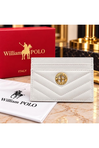 Williampolo Anka Hakiki Deri Unisex Kartlık-ince Tasarım Beyaz