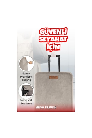 Valiz Koruma Kılıfı Kadife Kılıf - Gri - Büyük Boy Ergo Travel Gri