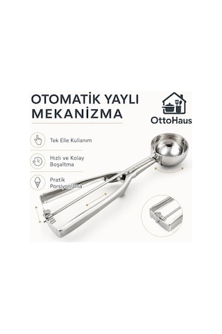 Ottohaus Paslanmaz Çelik Dondurma Kaşığı, Otomatik Yaylı Bırakma Mekanizmalı Porsiyonlama Kaşığı, Kurabiye H Diğer