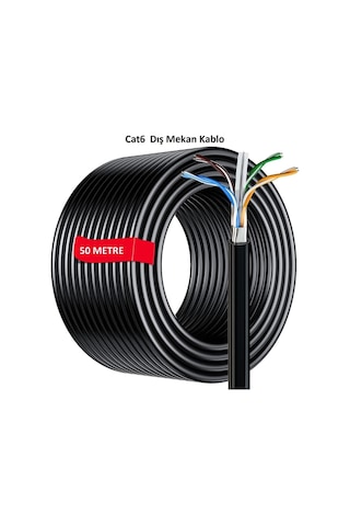 Dış Mekan Cat6 Kablo 50m Awg23 Bakır Tel Double Layer