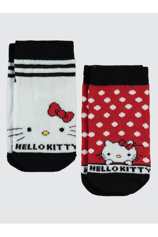 Hello Kitty Kız Çocuk 2'li Patik Çorap 2-12 Yaş Siyah Siyah